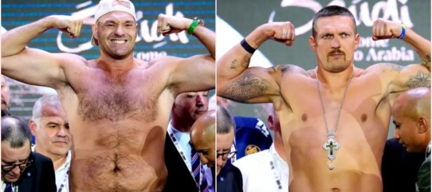 Mbahen matjet zyrtare para meçit mes Fury dhe Usyk, këto ishin peshat e kampionëve të boksit