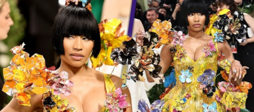 Nicki Minaj duket e mrekullueshme me një fustan 3D me lule dhe model flokësh bob në tapetin e kuq të Met Gala 2024