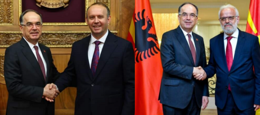 Presidenti i Shqipërisë, Bajram Begaj, në takime me Gashin dhe Xhaferin në Shkup
