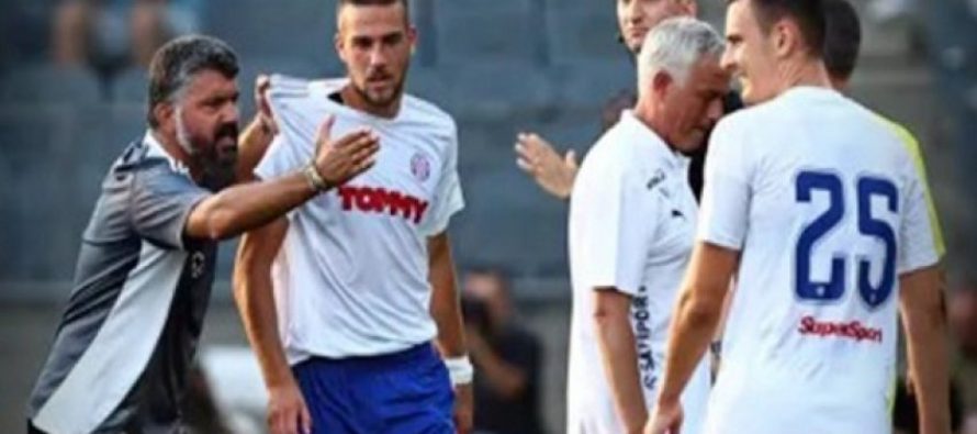 ​Gattuso dhe Mourinho u detyruan të ndajnë lojtarët e tyre pasi miqësorja përfundon me përleshje