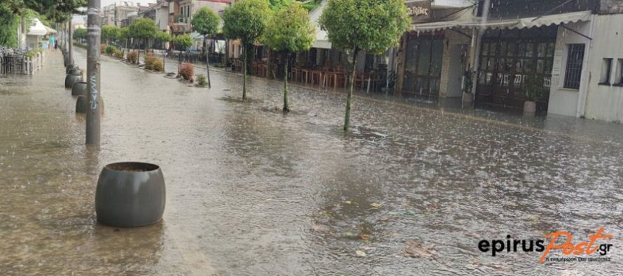 Përmbytje dhe dëmtime nga reshjet e papritura në Janinë, stuhia e shiut dhe breshrit krijon probleme në rrugë