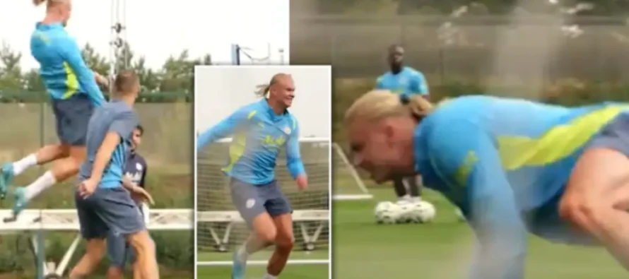 Tifozët nuk u besojnë syve me atë çfarë bëri Haaland në stërvitjen e Man Cityt