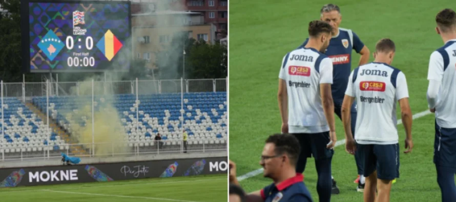 Ndërpritet për pak çaste stërvitja e Rumanisë në “Fadil Vokrri” shkaku i një tymuesit