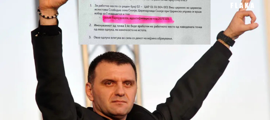 I dënuari për krime lufte ndaj shqiptarëve, Johan Tarçullovski, punësohet si përmbarues në Dogana