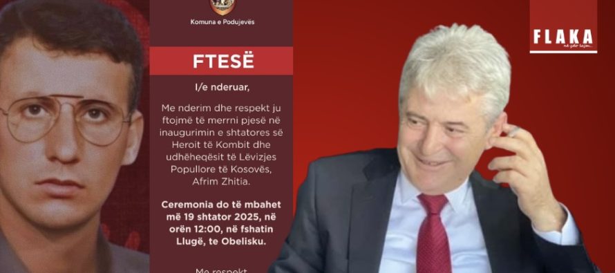 Në Podujevë do të inaugurohet shtatorja e Afrim Zhitisë – I pranishëm edhe Ali Ahemti