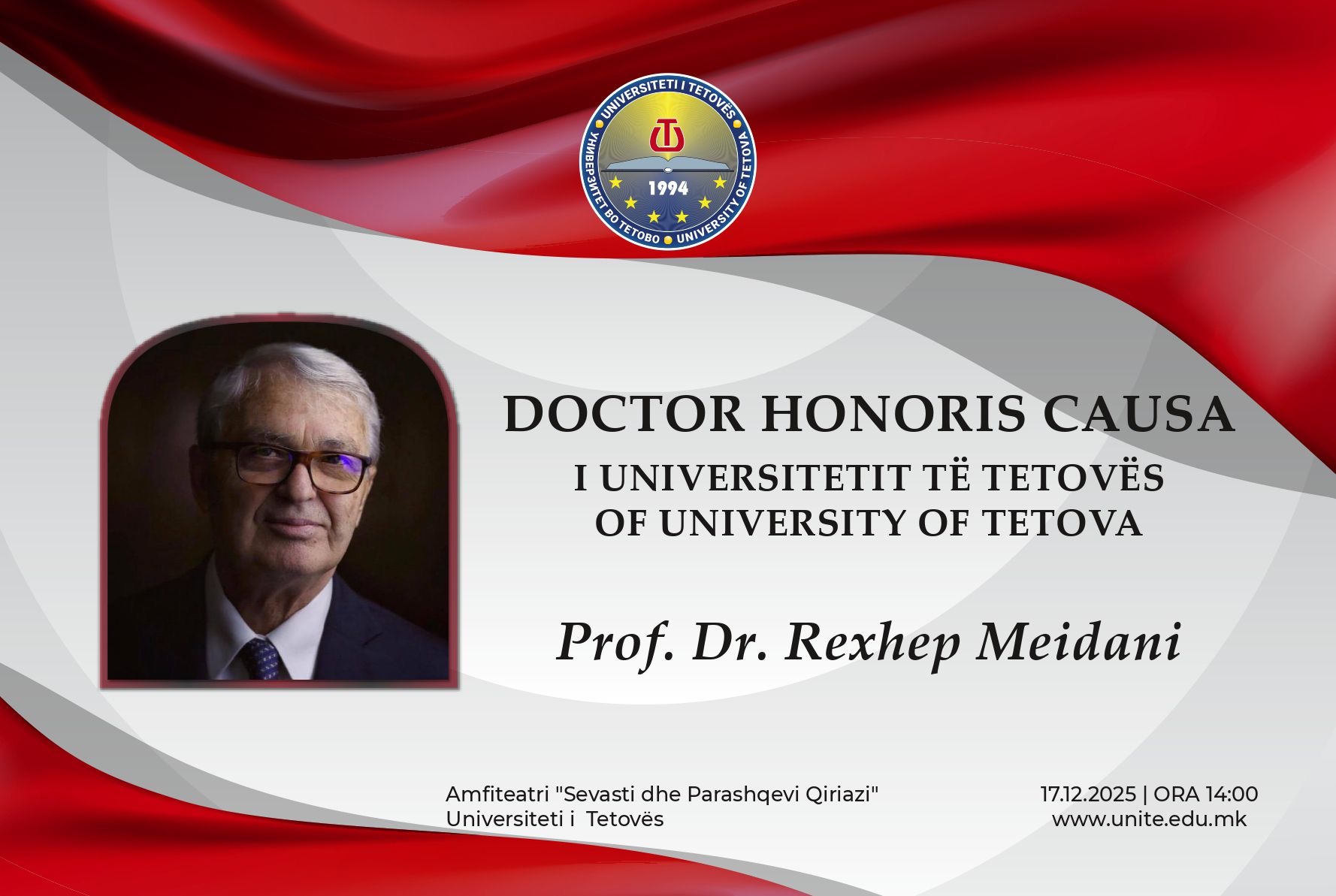 UT nderon ish-presidentin Rexhep Meidanin me “Doctor Honoris Causa”
