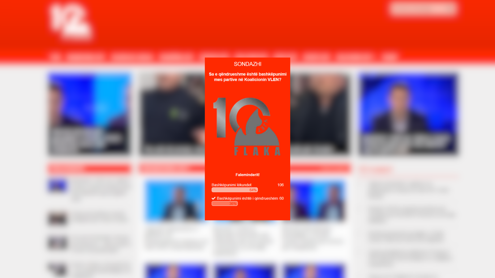 Sondazhi i Flaka-s: 64% e lexuesve: Bashkëpunimi në VLEN lëkundet