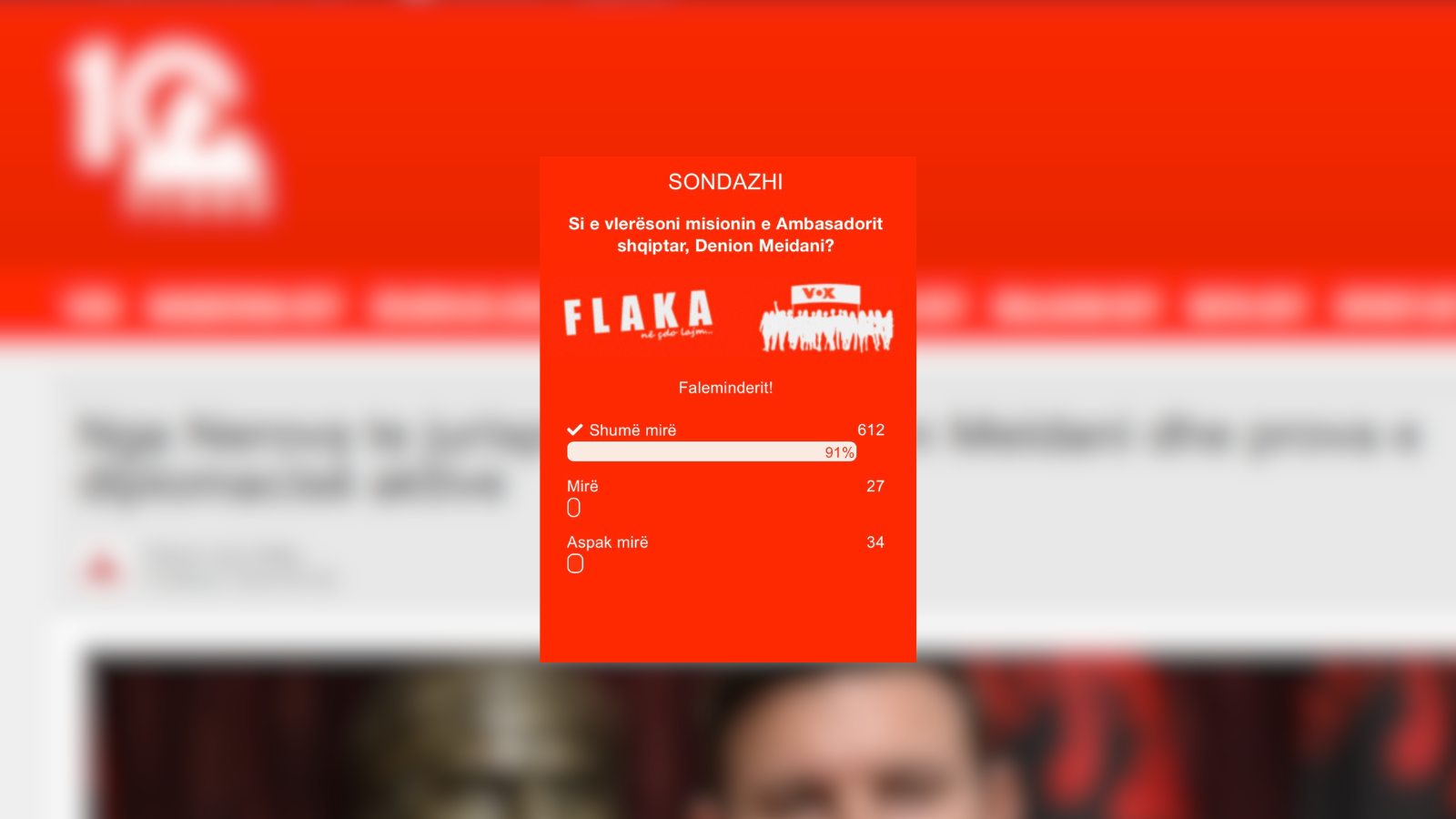 Opinion masiv pozitiv për Meidanin në sondazhin e Flakës   612 vota pro