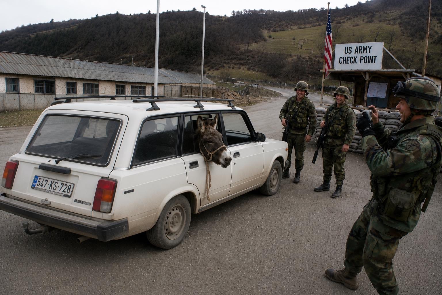 Kur check pointi i US Army në Zhegër ndaloi veturën me gomarin brenda