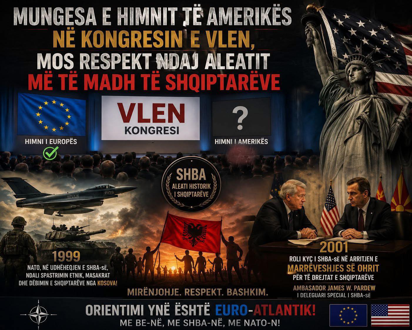 Mungesa e himnit të Amerikës në kongresin e VLEN it  mosrespekt ndaj aleatit më të madh të shqiptarëve