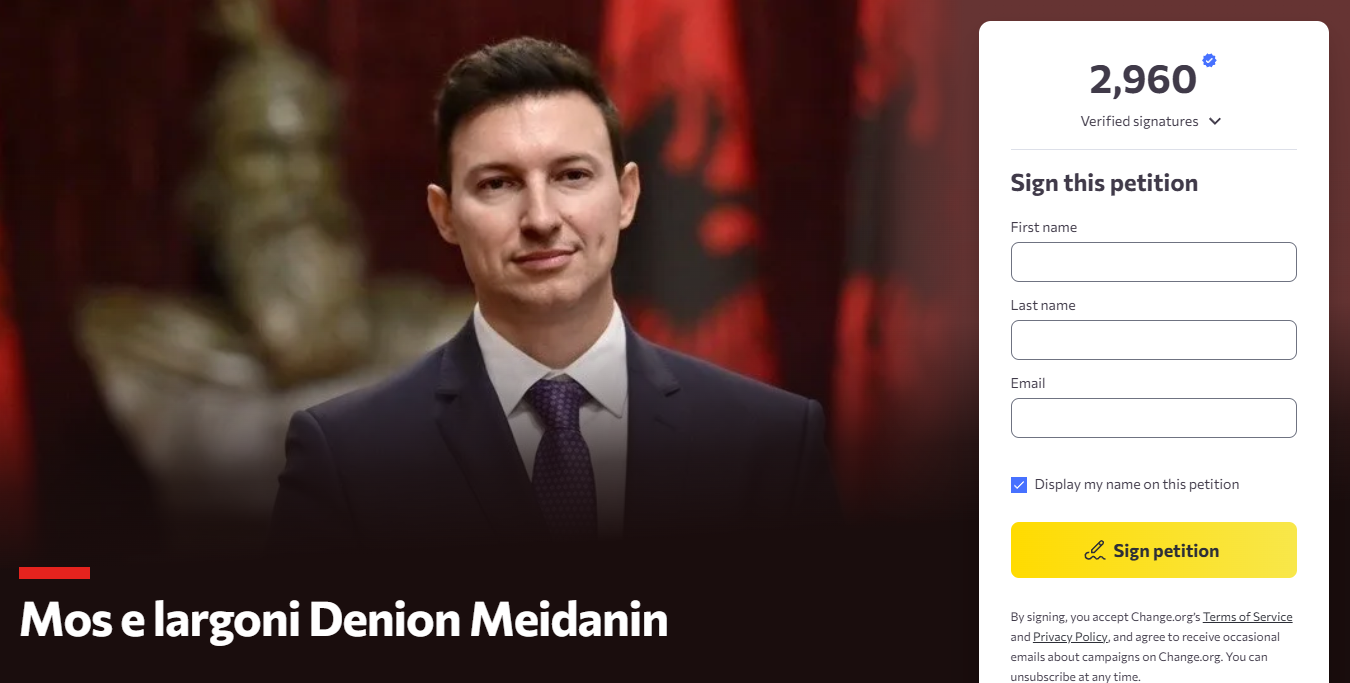 Peticioni masiv me 2 950 nënshkrime  kërkohet transparencë për të ardhmen e ambasadorit Meidani