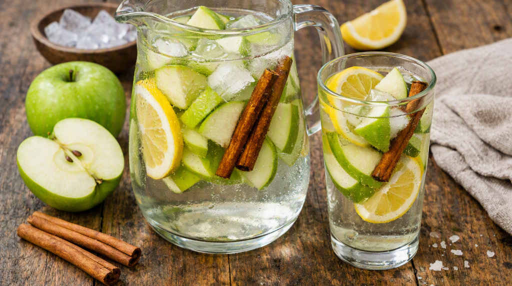 Ujë me mollë  kanellë dhe limon  Një pije e freskët për ditët e nxehta